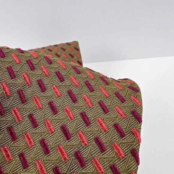 Ermenegildo Zegna Men's Textured Tie Pink Purple Brown Geometric Design - Picture 4 of 9